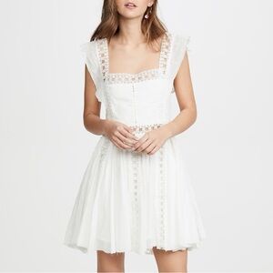Free People Verona Lace Trim Minidress Ivory